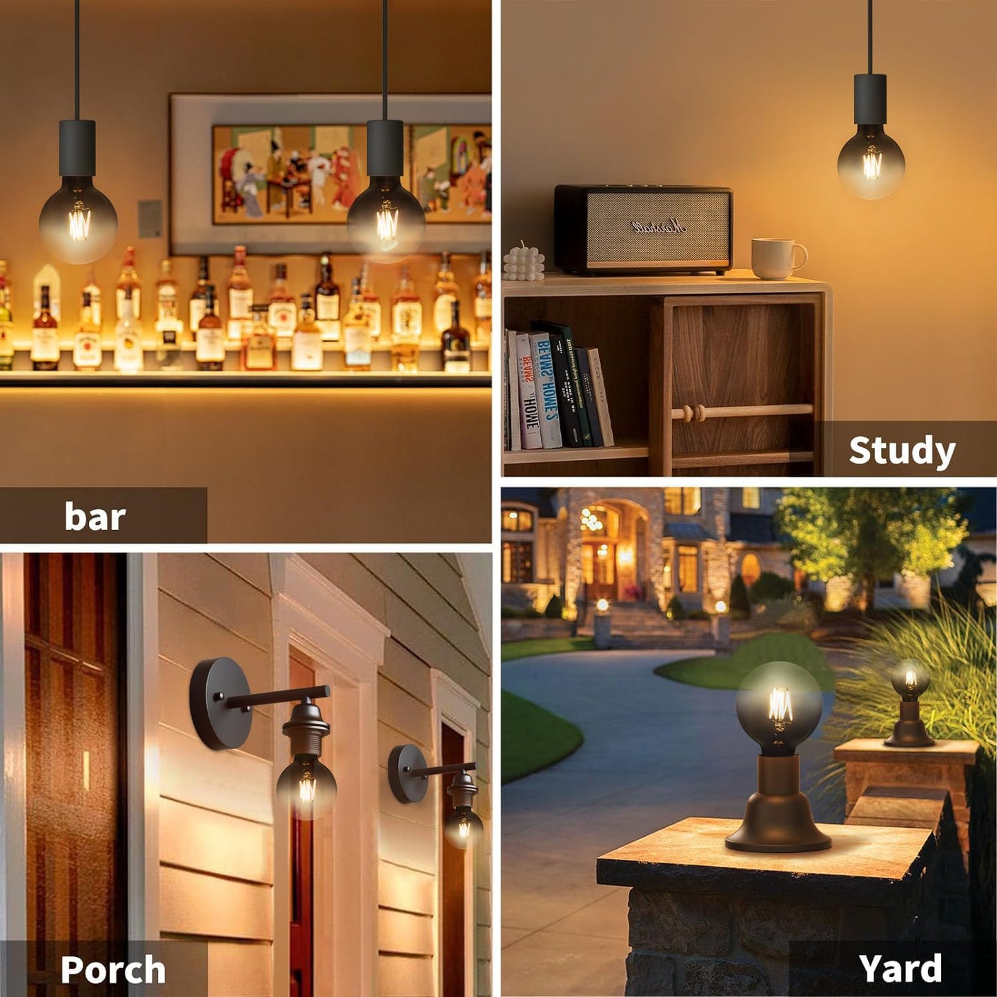 ONEWISH LED Globe Bulb, Warm White 300LM 2700K 4W, 35W Equivalent, E26 Base, Edison Light Bulb for Home Decor, 1 Pack