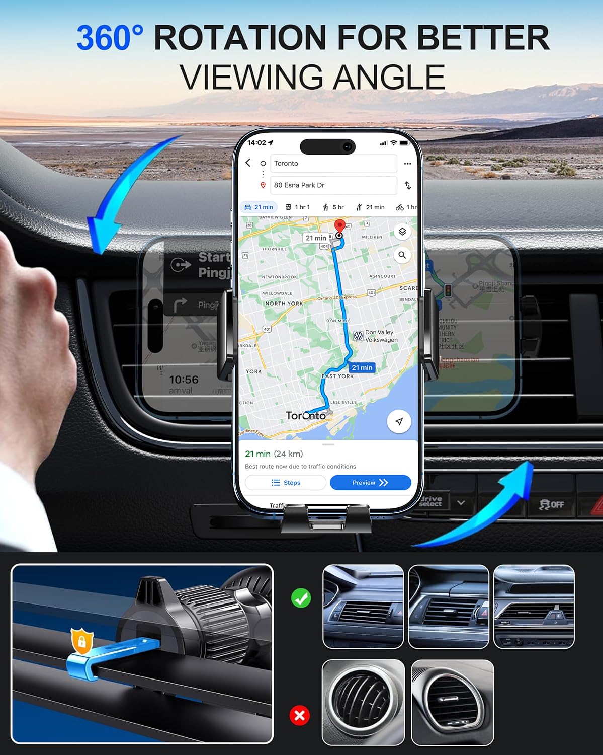 Guceful Wireless Car Charger, Phone Holders for Your Car 15W Fast Charging Auto Clamping, Air Vent Car Phone Mount for iPhone 17 16 15 14 13 Mini Pro