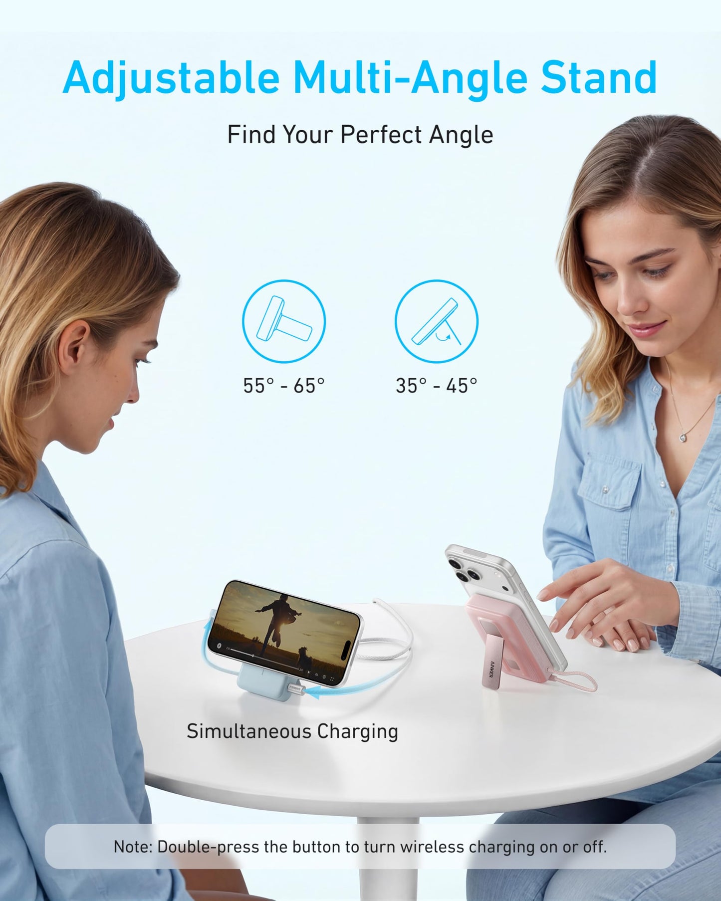 ANKER Zolo Magnetic Power Bank, 10,000mAh Wireless Portable Charger with 30W Max Fast Charging, Battery Pack with Built-in USB-C Cable and Adjustable