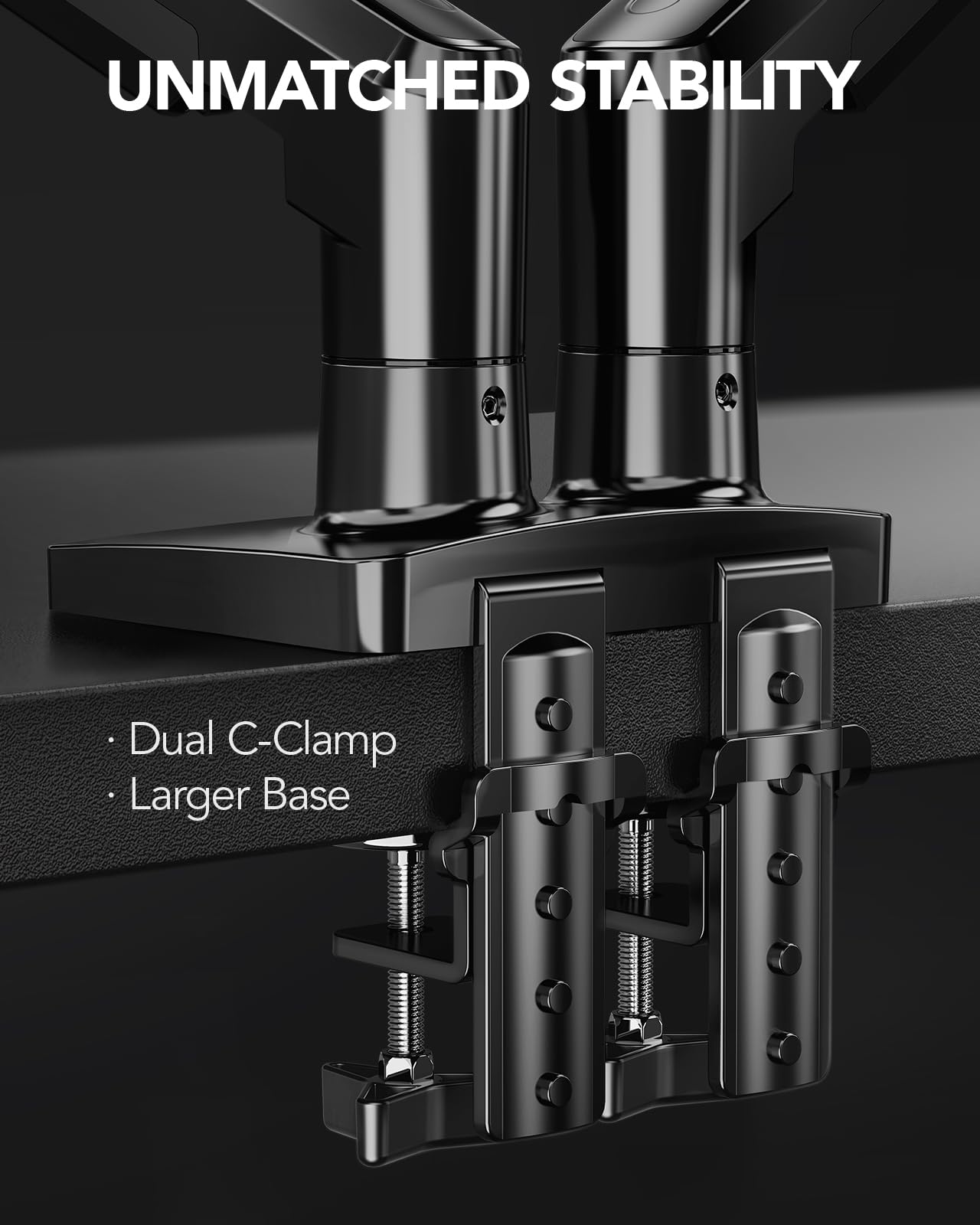 HUANUO FlowLift™ Dual Monitor Stand, Fully Adjustable Gaming Monitor Desk Mount for 13-32? Computer Screens, Full Motion VESA 75x75/100x100