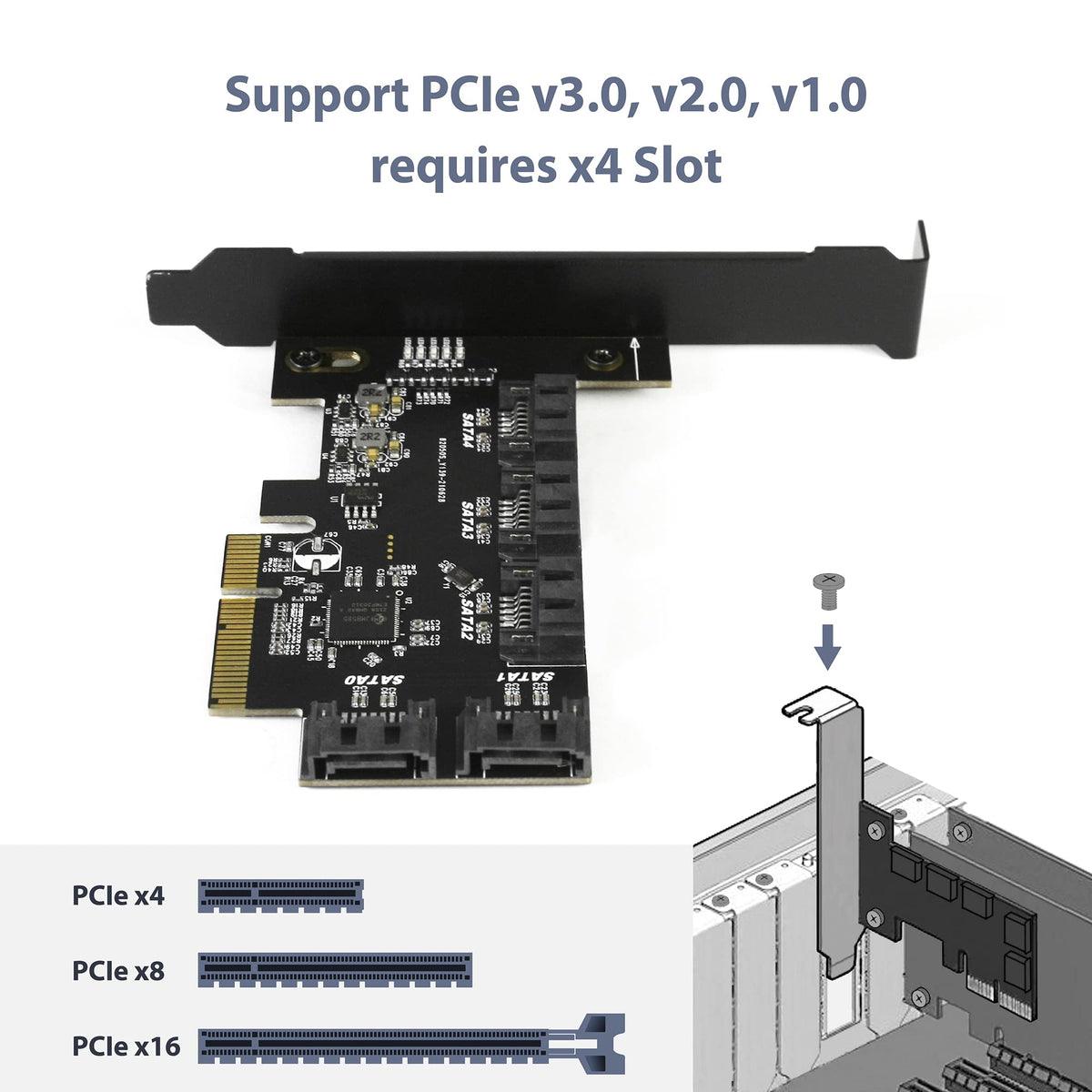 Vantec 5-Port SATA III 6Gbps PCIe x4 Host Card (UGT-ST655) for Desktop, Windows 10/11 and Linux