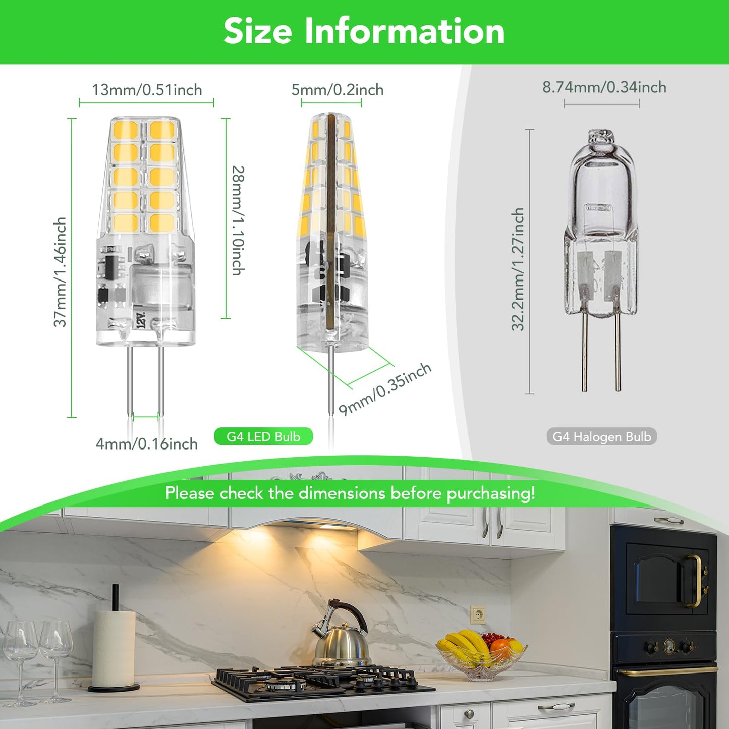 BUBO 10 Pack G4 LED Bulb 2W Equivalent 30W 3000K Warm White 250 Lumens 360°Beam Angle, T3 Halogen Bulb Replacement Landscape Bulbs, AC/DC 12V Led