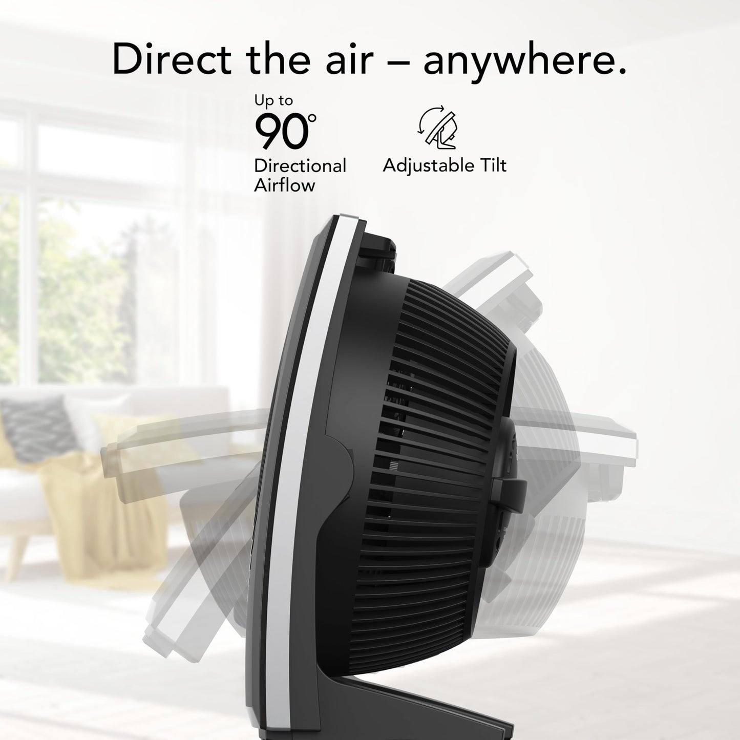 Vornado 279TR Whole Room Circulator with Remote, 1-8 Hour Timer, LED Display, Adjustable Tilt, Black