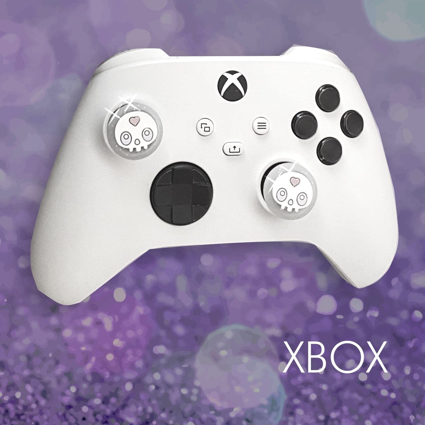 BelugaDesign Ghost Thumb Grips | Big Glitter Halloween Gothic Clear Jelly Joystick Grip Button Caps | Compatible with Sony Play Station PS5 PS4 X Box