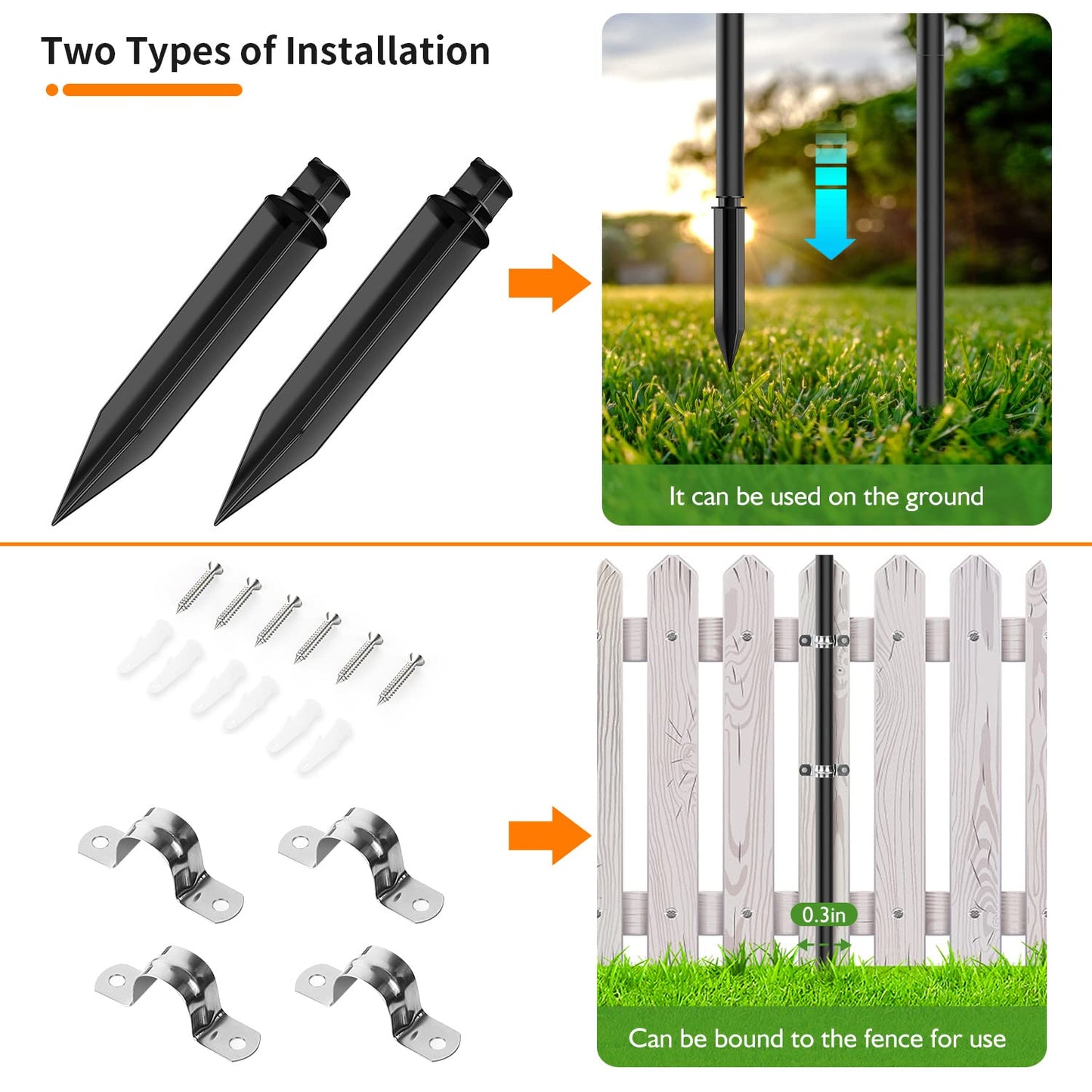 NBZlHOR 14 Pcs Steel Pole Extension Kit with Stakes & Connectors - 47" Height Adjustable - Compatible with Outdoor Landscape Lighting