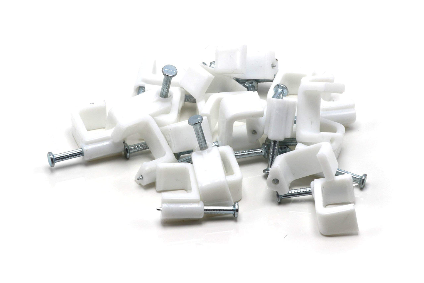 THE CIMPLE CO - Dual, Twin, or Siamese Coaxial Cable Clips, Cat6, Electrical Wire Cable Clip, 1/2 in Nail Clip and Fastener, White (100 Pieces per
