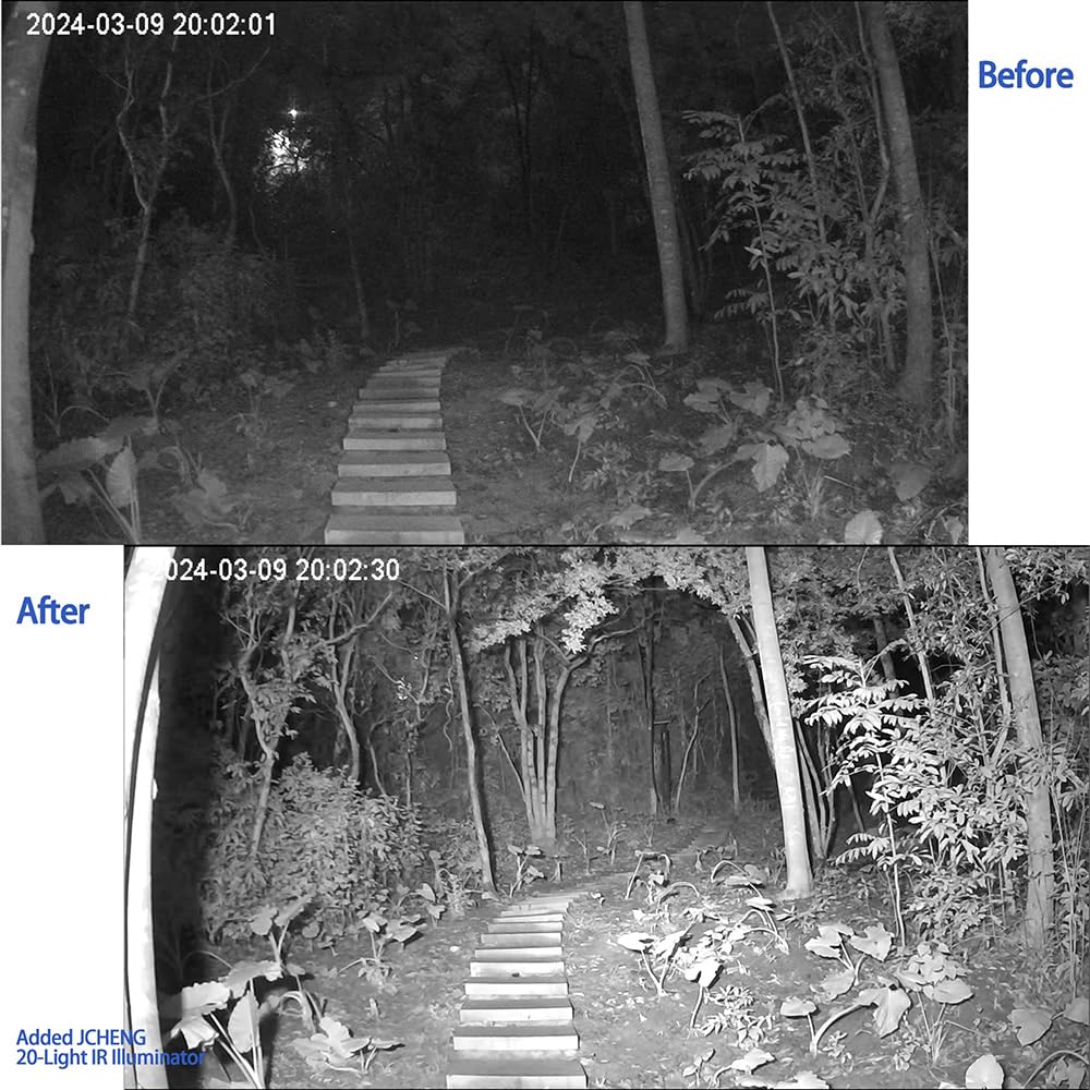 JCHENG SECURITY JC 210ft Infrared Illuminator, 20 LEDs 90 Degree Wide Angle IR Illuminator for Night Vision,Waterproof LED Infrared Flood Light Black
