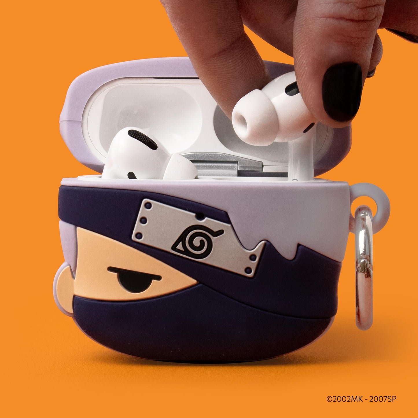 iFace Naruto Shippuden Anime Figure Case [ Compatible with AirPods Pro 1/Pro 2, Not for Pro 3] - Silicone Protective Cover [Carabiner Clip Included]