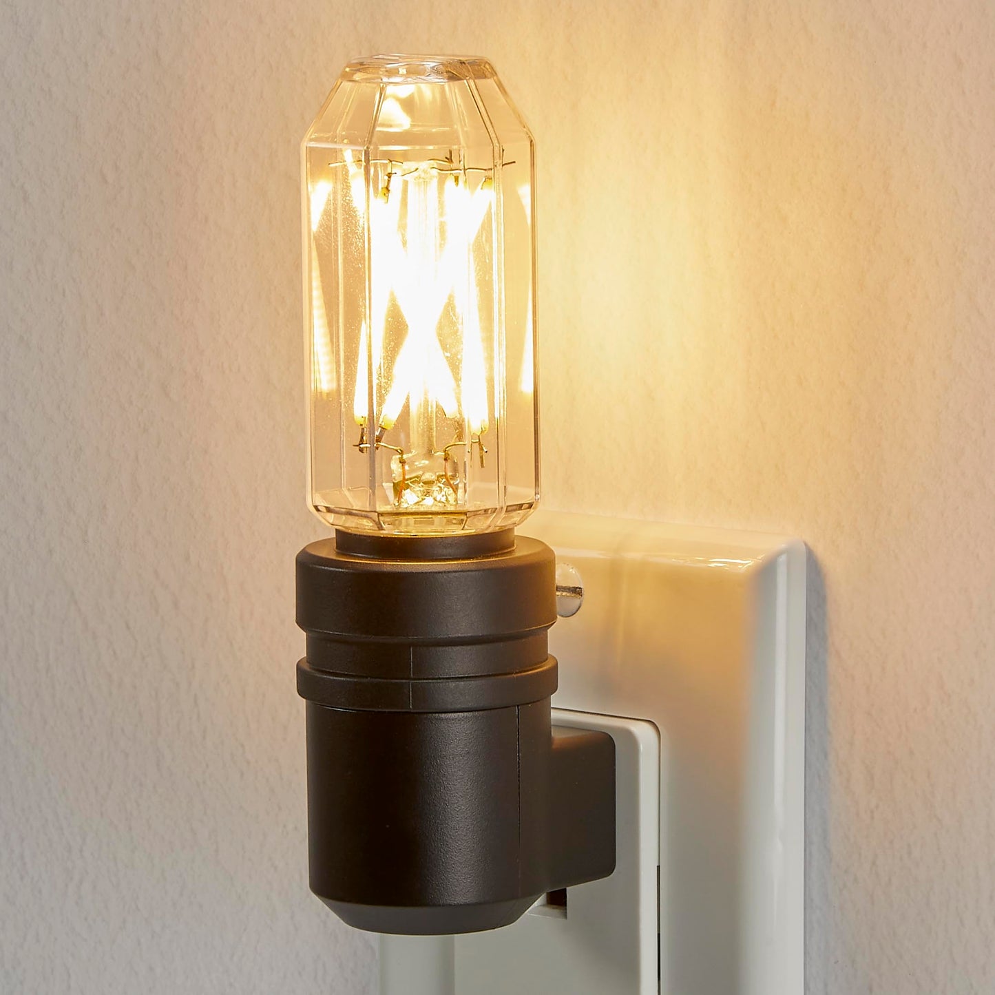 Maxxima Vintage LED Night Light, Plug-in Wall Outlet Filament Edison Bulb Style, 2700K Warm White, Automatic Dusk-to-Dawn Sensor, Rustic Design Ideal