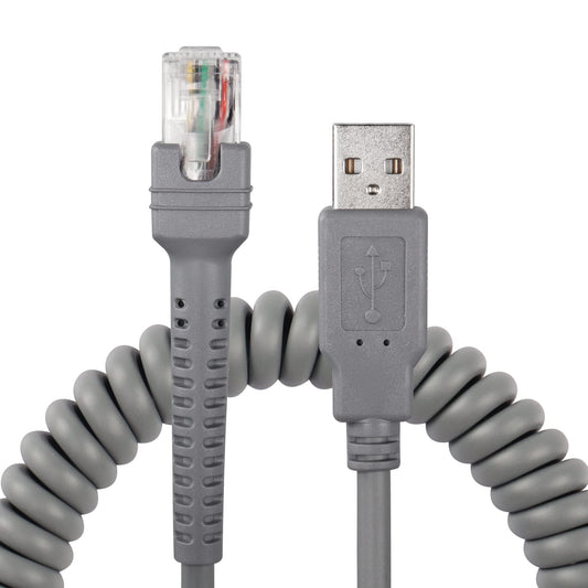SinLoon Symbol Ls2208 USB Cable USB A to RJ45 Coiled Spiral Extension Cable Barcode Scanner Ls1203 Ls4208 Ls4278 Ds6707 Ds6708 USB Cable (10ft,3M)
