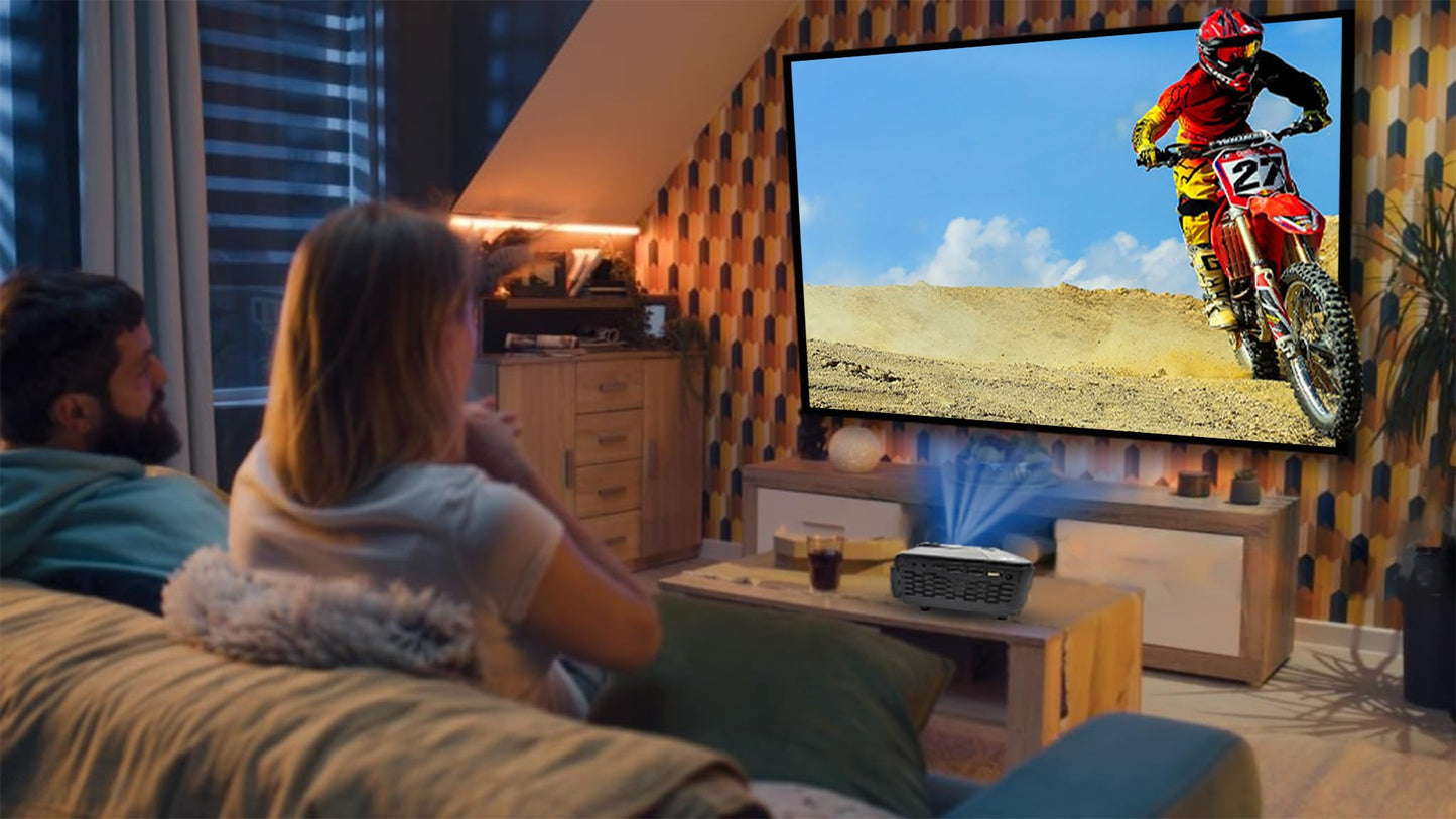 RCA RPJ107 1080P, Streaming Ready, 30"-150" Picture Size, Bluetooth, HDMI, AV, USB, TF Card, Remote, Perfect for Movies, Gaming, Outdoor, Indoor, Home