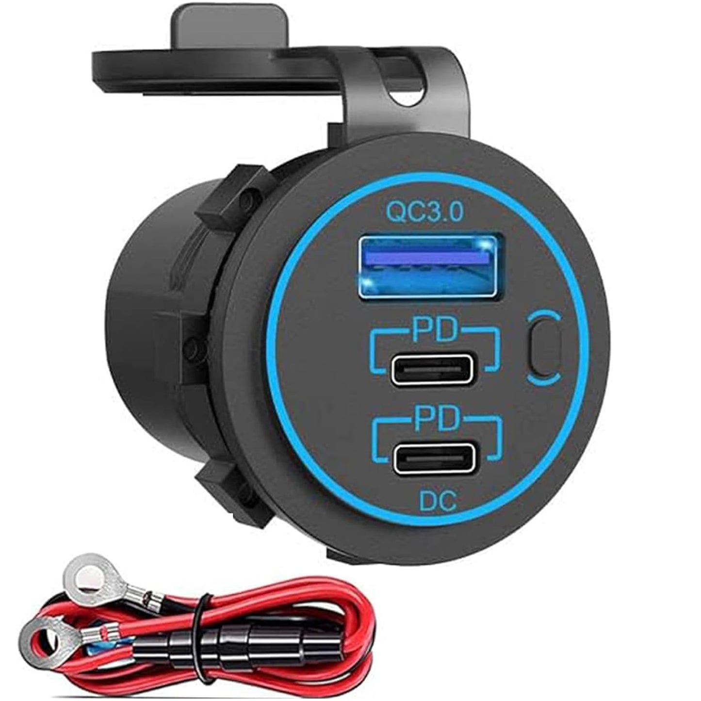 12v usb charger, PD 20W USB-C Power Socket and 18W QC3.0 Socket Waterproof Power Outlet 12V/24V with Power Switch 12V USB C Outlet for Car Golf Cart