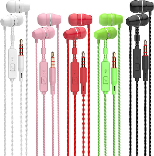 VPB 5 Packs Wired Earbuds with Microphone, in Ear Earphones for School, Deep Bass Clear Sound, Noise Isolating, Fits 3.5mm Jack iPhone iPad Samsung…