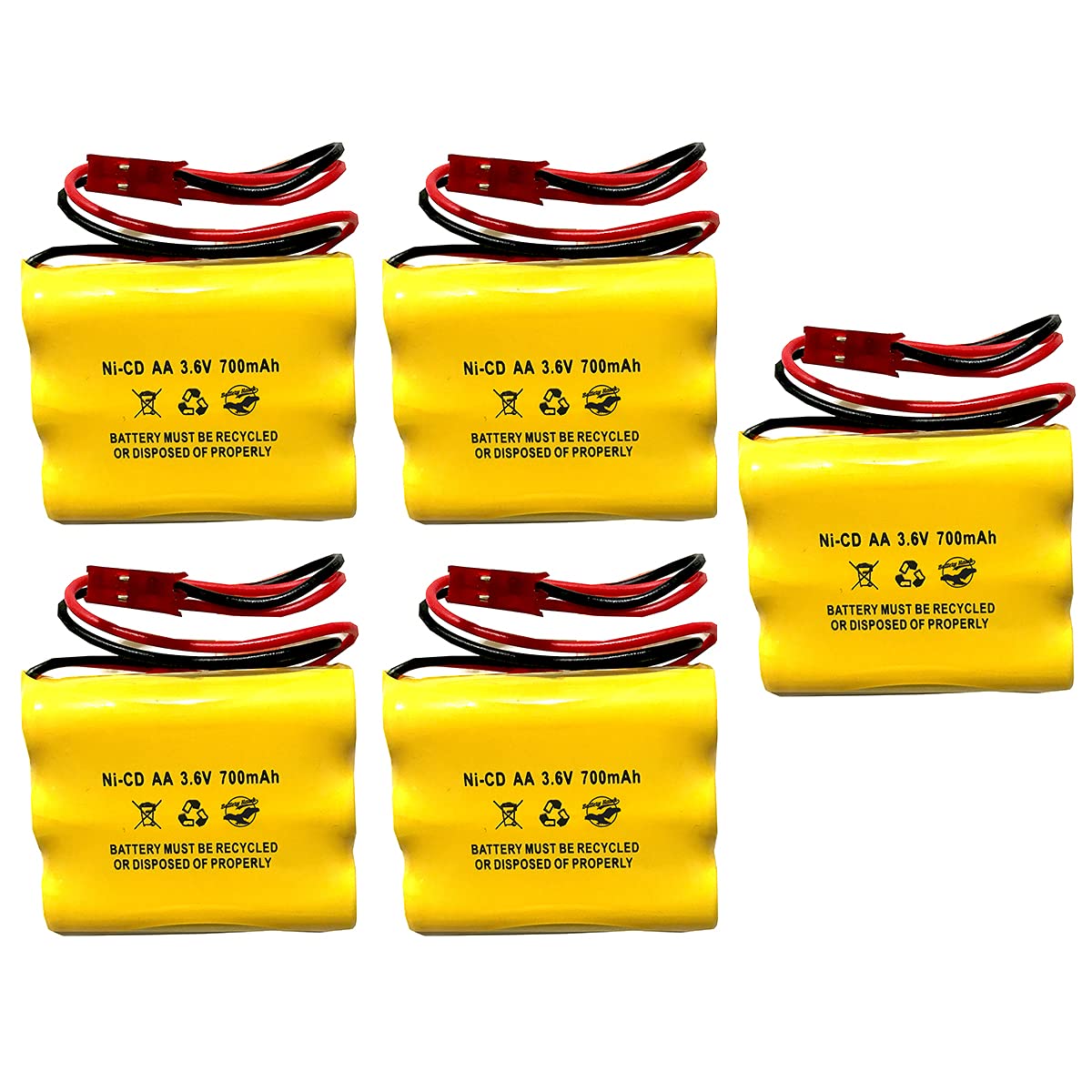 (5 Pack) CUSTOM-93 NNYXSB LPX70RWH 3.6V 700MAH Exit Sign Emergency Light NiCad Battery Replacement SL 026148 SL 026-148 3.6v 600mah NIC0553 ANIC0553…
