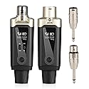 UHF Wireless XLR Transmitter and Receiver with 48V Phantom Power,Rechargeable Mic Adapter 16 Channels 196ft Range for Dynamic/Condenser