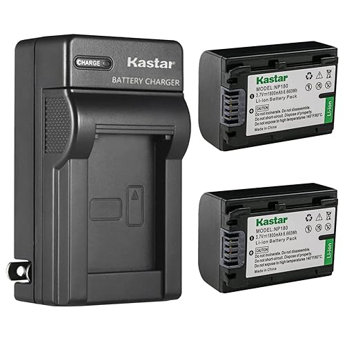 Kastar 2-Pack NP-180 Battery and AC Wall Charger Replacement for Minolta MN2K50NV 2.7K Quad HD /48MP, MN4K25NV 4K Ultra HD, MN4K20NV 4K Ultra HD