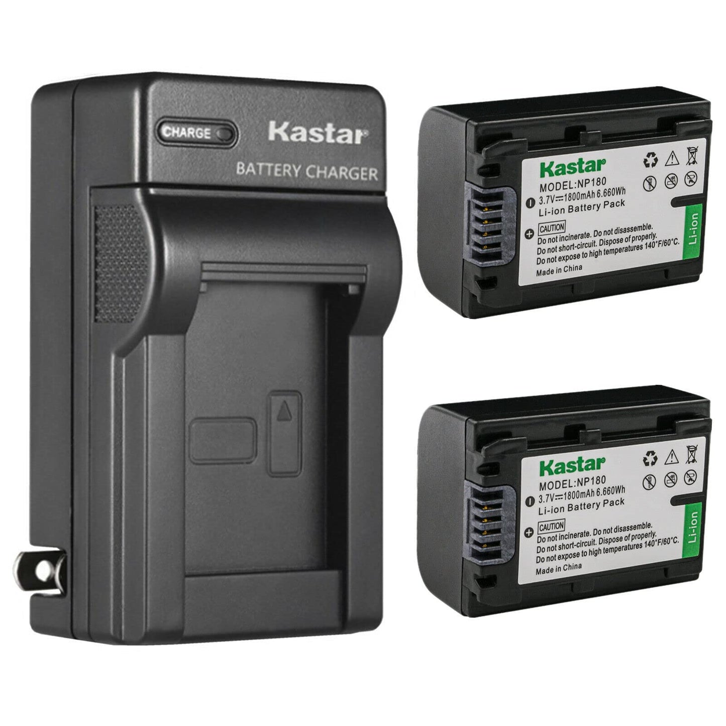 Kastar 2-Pack NP-180 Battery and AC Wall Charger Replacement for Minolta MN2K50NV 2.7K Quad HD /48MP, MN4K25NV 4K Ultra HD, MN4K20NV 4K Ultra HD
