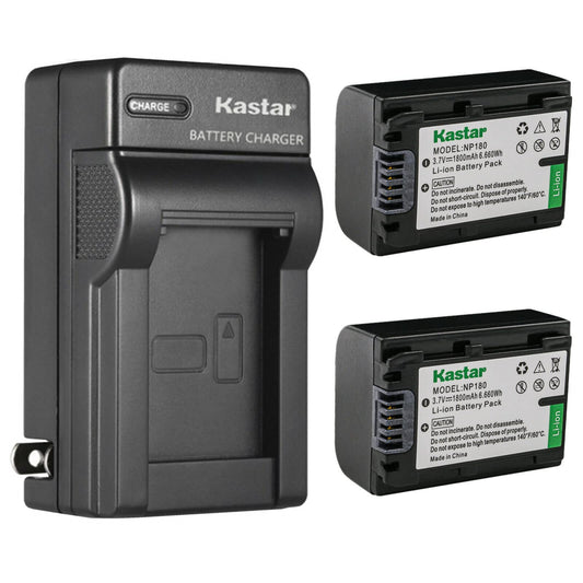 Kastar 2-Pack NP-180 Battery and AC Wall Charger Replacement for Minolta MN2K50NV 2.7K Quad HD /48MP, MN4K25NV 4K Ultra HD, MN4K20NV 4K Ultra HD
