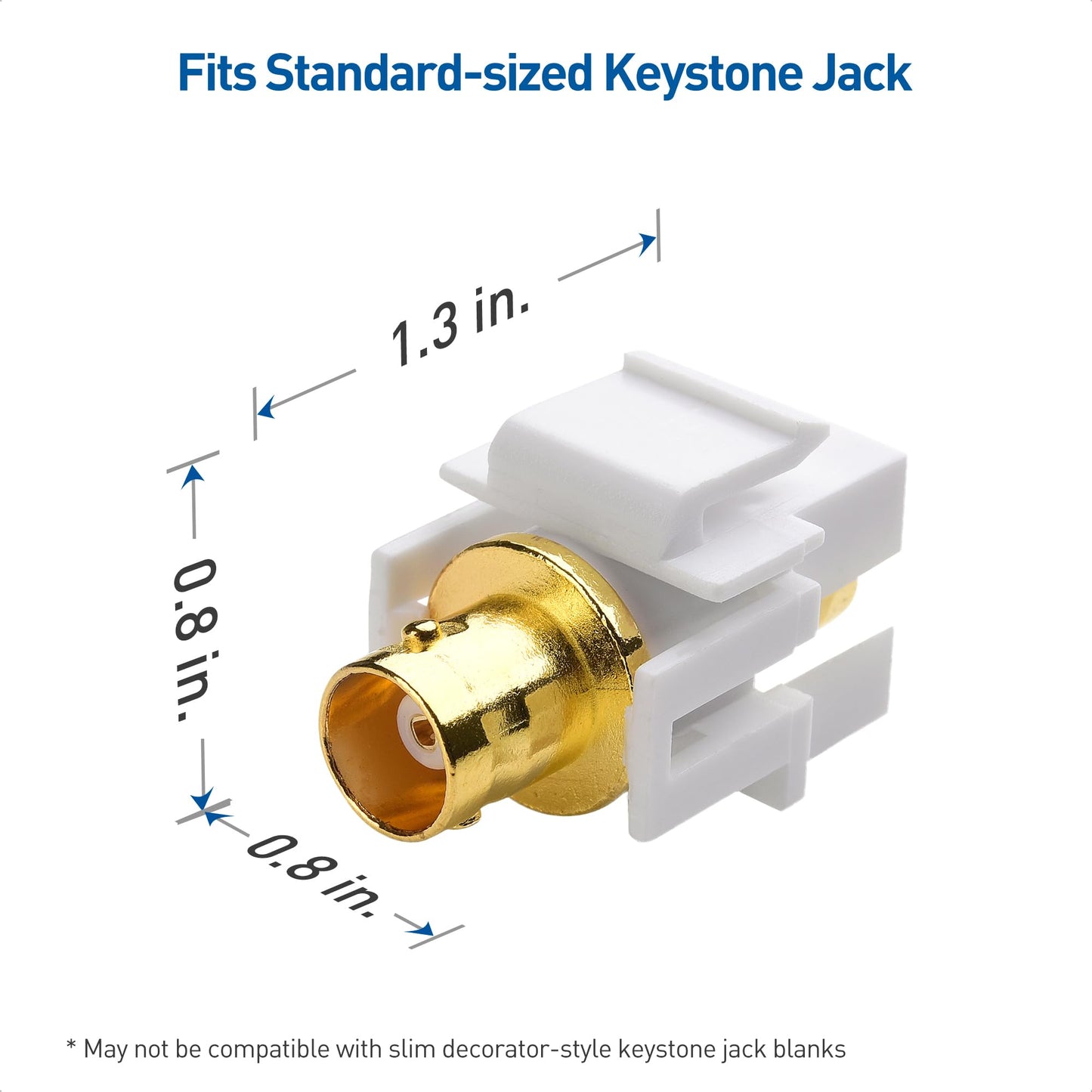 Cable Matters 5-Pack Gold-Plated BNC Keystone Jack Inserts in White