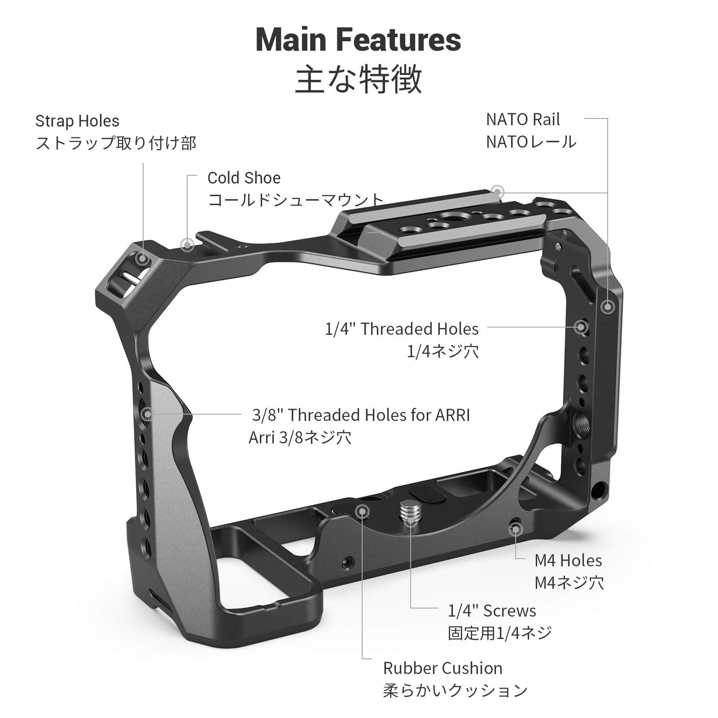 SMALLRIG Camera Cage for Nikon Z5 Z6 Z7 Camera with Built-in NATO Rail and Cold Shoe 2243