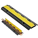 VEVOR Cable Protector Ramp, 22,000 lbs/axle Capacity, 2 Channel Heavy Duty Rubber Cord Hose Wire Cover, 1.3 x 1.2 in Channel, Traffic Speed Bump with