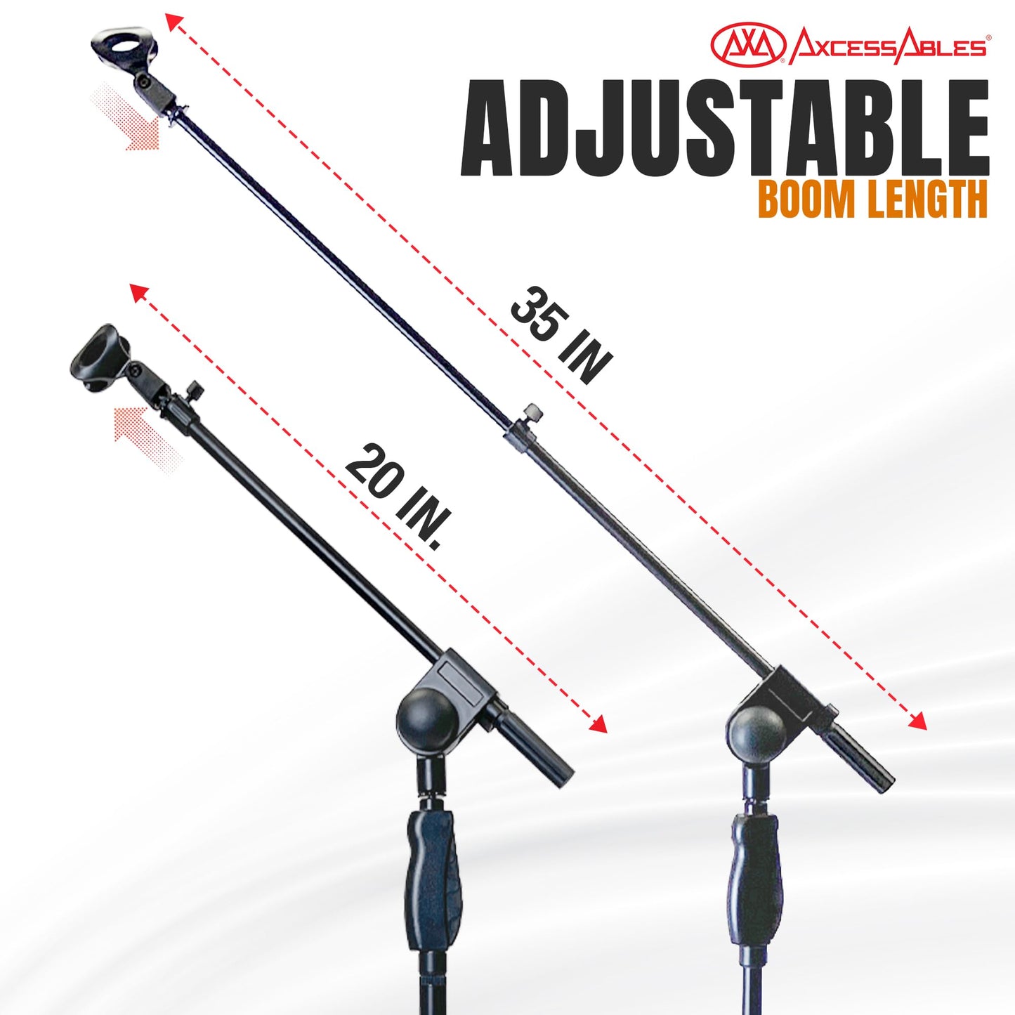 AxcessAbles AXCMS-201TB One Hand Microphone Stand with Tripod Base and Quick Grip Height Adjustment - Telescoping Mic Boom Arm Included. Tall