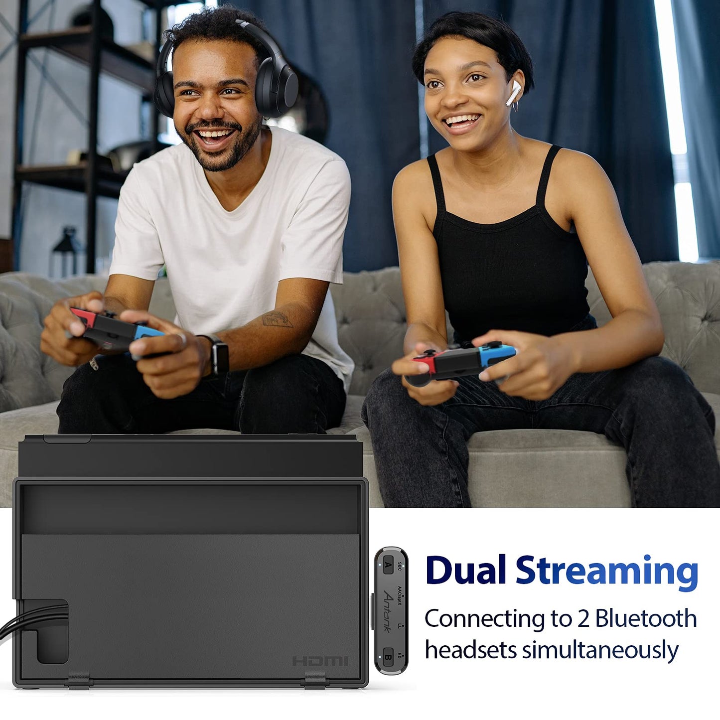 Antank Bluetooth Audio Transmitter (USB Type-C) Support aptX-HD aptX Low Latency AAC Compatible with Nintendo Switch/Lite/OLED/ PS4/ PS5/ PC Bluetooth