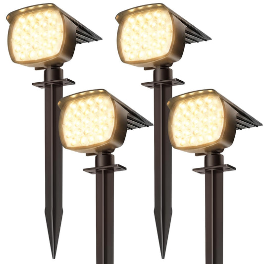 Etetale Solar Spot Lights Outdoor, 4 Pack 58 LED Solar Landscape Spotlights, Auto On/Off 3 Lighting Modes, 2-in-1 IP65 Waterproof Solar Landscape