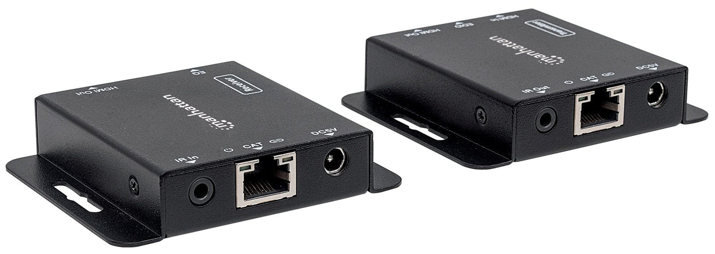 Manhattan 1080p HDMI Over Ethernet Extender Kit, Up to 50 m (164 ft.) with Single Cat6 Cable, Tx & Rx Modules, IR Support