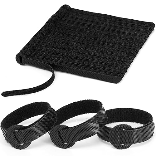 150PCS Reusable Fastener Straps - 6 Inch Cable Management Ties, Adjustable Hook & Loop Organizer Straps for Home, Office and Data Centers (Black)