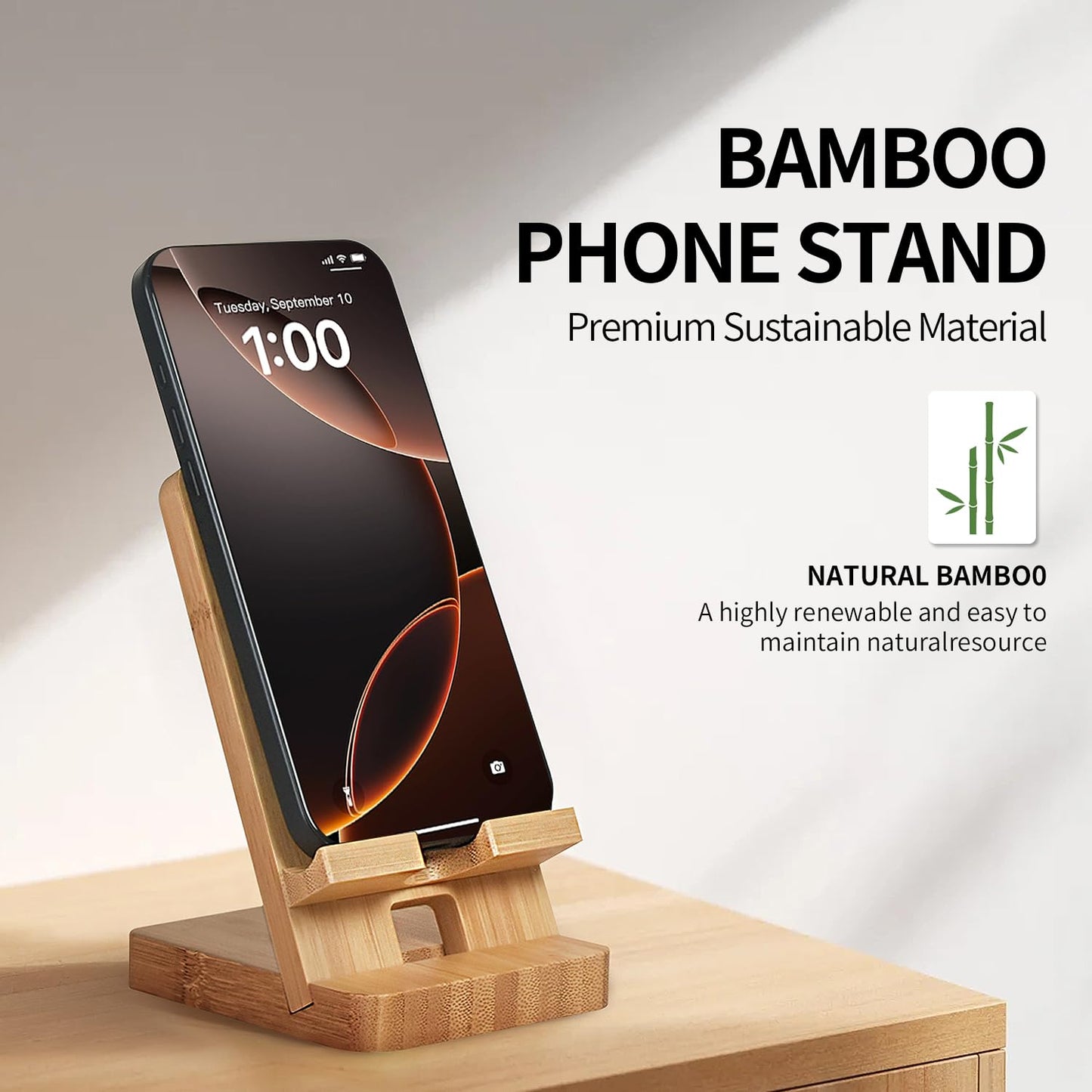 3D MAGIC Cell Phone Stands, Desktop Stand, Luxury Nature Wood Magnetic Phone Stand for Desk, Compatible with iPhone & All Cell Phones, Ultra-Stable