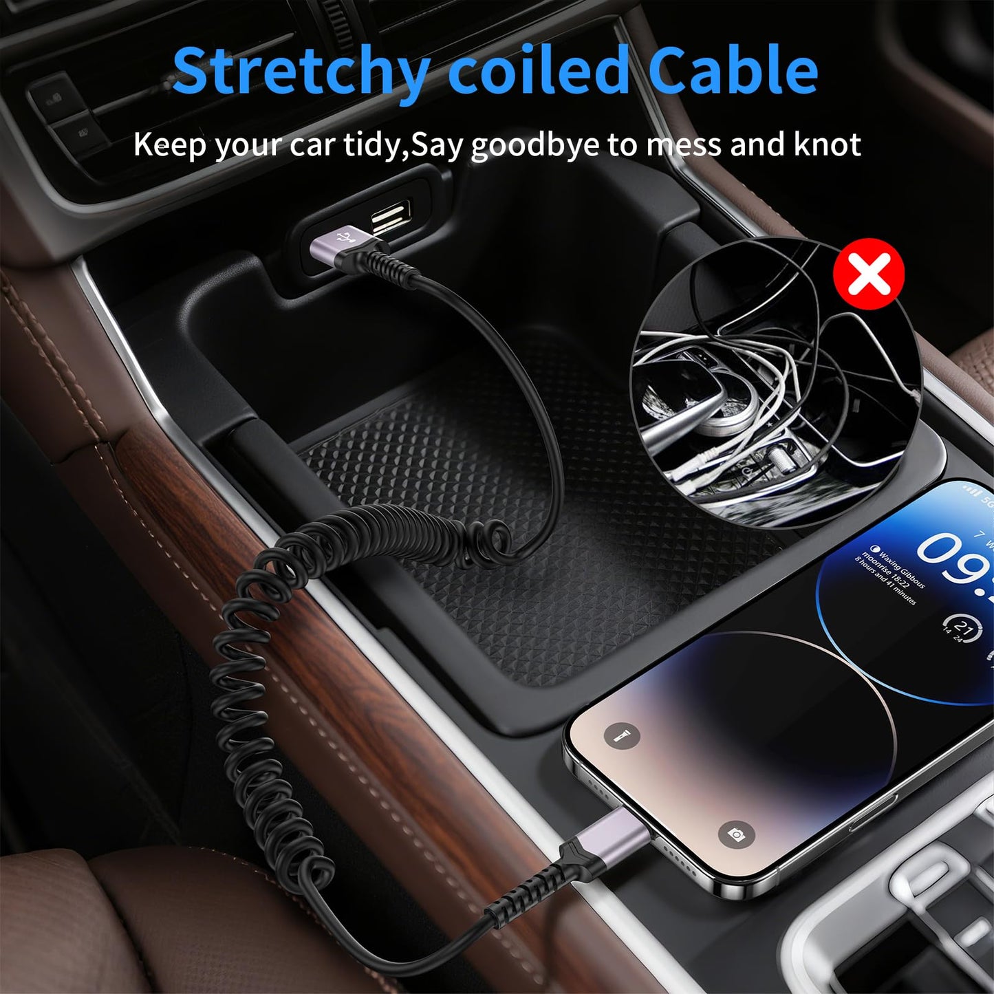 3 Pack Coiled Lightning Cable for Car [MFi Certified] Retractable iPhone Charger Apple CarPlay USB to Lightning Cord Fast Charging for iPhone 14 13…