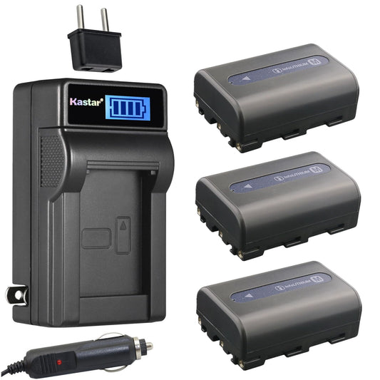 Kastar 3-Pack NP-FM50 Battery and LCD AC Charger Compatible with Sony CCD-TRV250 CCD-TRV308 CCD-TRV318 CCD-TRV328 CCD-TRV338 CCD-TRV350 CCD-TRV408
