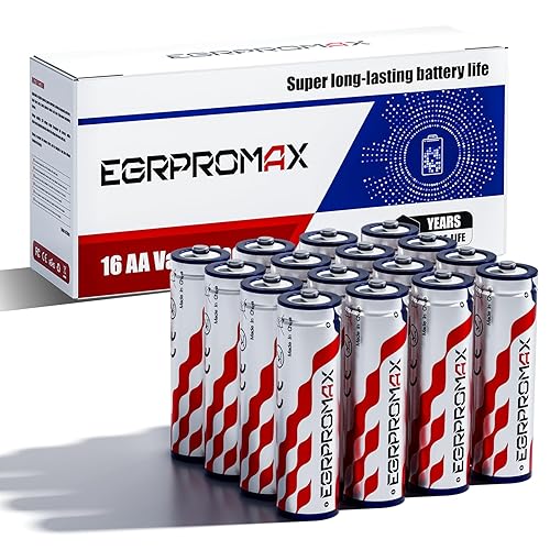 EGRPROMAX 1.5V Lithium AA Rechargeable Batteries 16 Pack - 3600mWh High-Capacity Double A Battery with Constant Voltage for High-Drain Devices Like