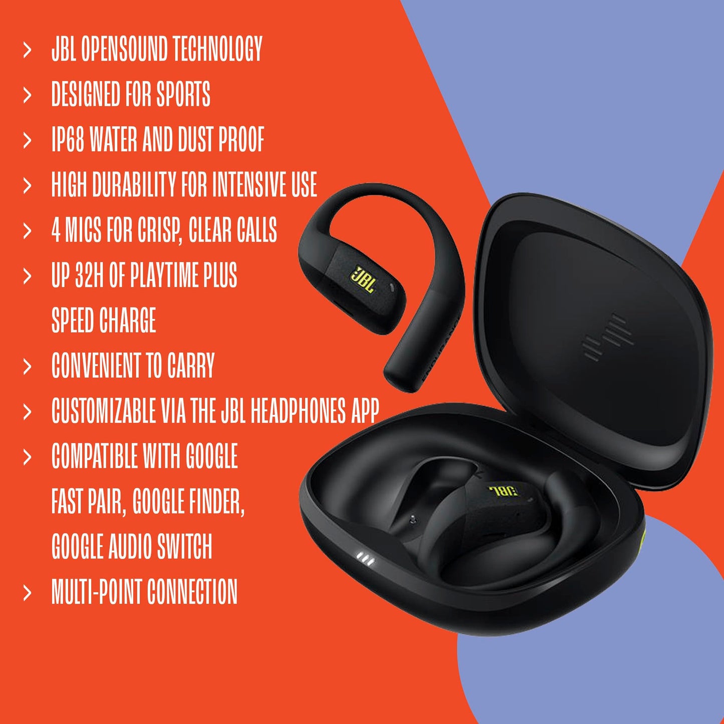 JBL Endurance Zone - True Wireless Open-Ear Sport Headphones with 4 mics for Crisp, Clear Calls, Water & dust Proof (IP68), and Up to 32 Hours…