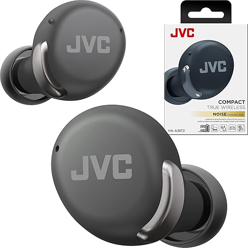JVC True Wireless Compact Earbuds - Active Noise Cancelling, Up to 27 Hours Playback, Low Latency Mode - IPX4 Sweat/Rain Proof, Quick Charge Case, Mic