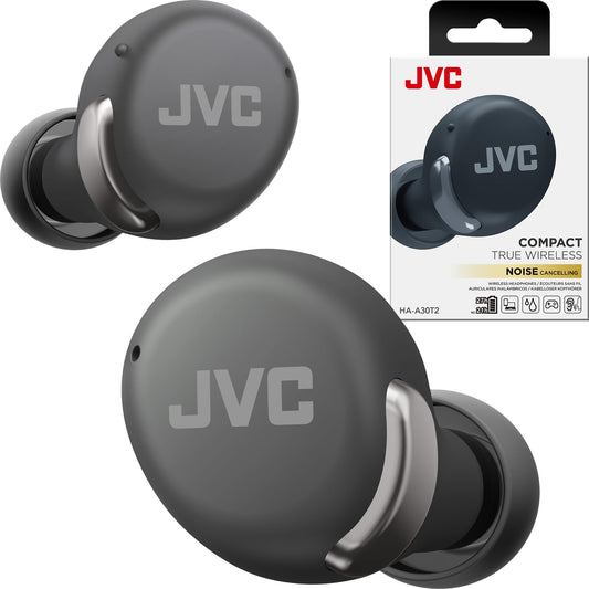 JVC True Wireless Compact Earbuds - Active Noise Cancelling, Up to 27 Hours Playback, Low Latency Mode - IPX4 Sweat/Rain Proof, Quick Charge Case, Mic