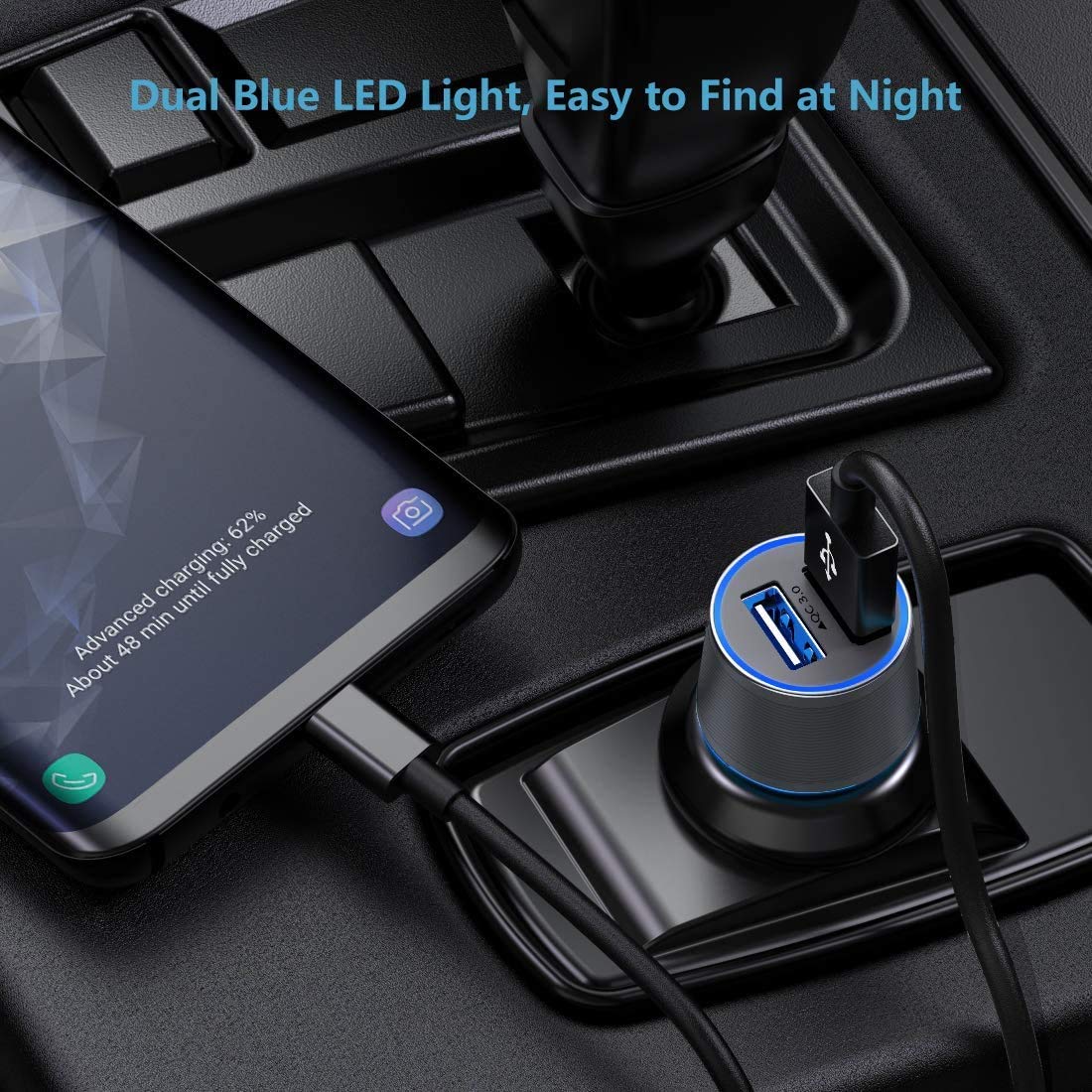 Fast USB Car Charger for Samsung Galaxy A56/A55/A54/A53/A50/A17/A16/A15/A14/S26/S25/S24/S23/S22/S21 Plus/Ultra/Note 20/A21/A31/A51 Quick Charge 3.0