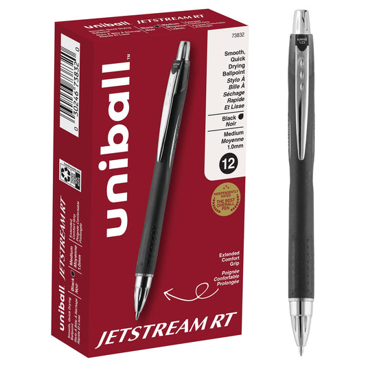 uniball™ Jetstream RT Ballpoint Pens, Black, 1.0mm Medium Point, 12 Count