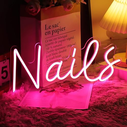 Planzo Nails LED Neon Light Sign Cool Girls Bedroom Desk Wall Decor Beauty Salon Studio Business Stores Logo Barber Shops Signs Boss Lady Birthday