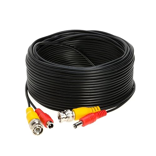 Cables Direct Online 75FT Black Premade BNC Video Power Cable Extension Wire for CCTV, Security Camera, DVR, Surveillance System, All in One Plug