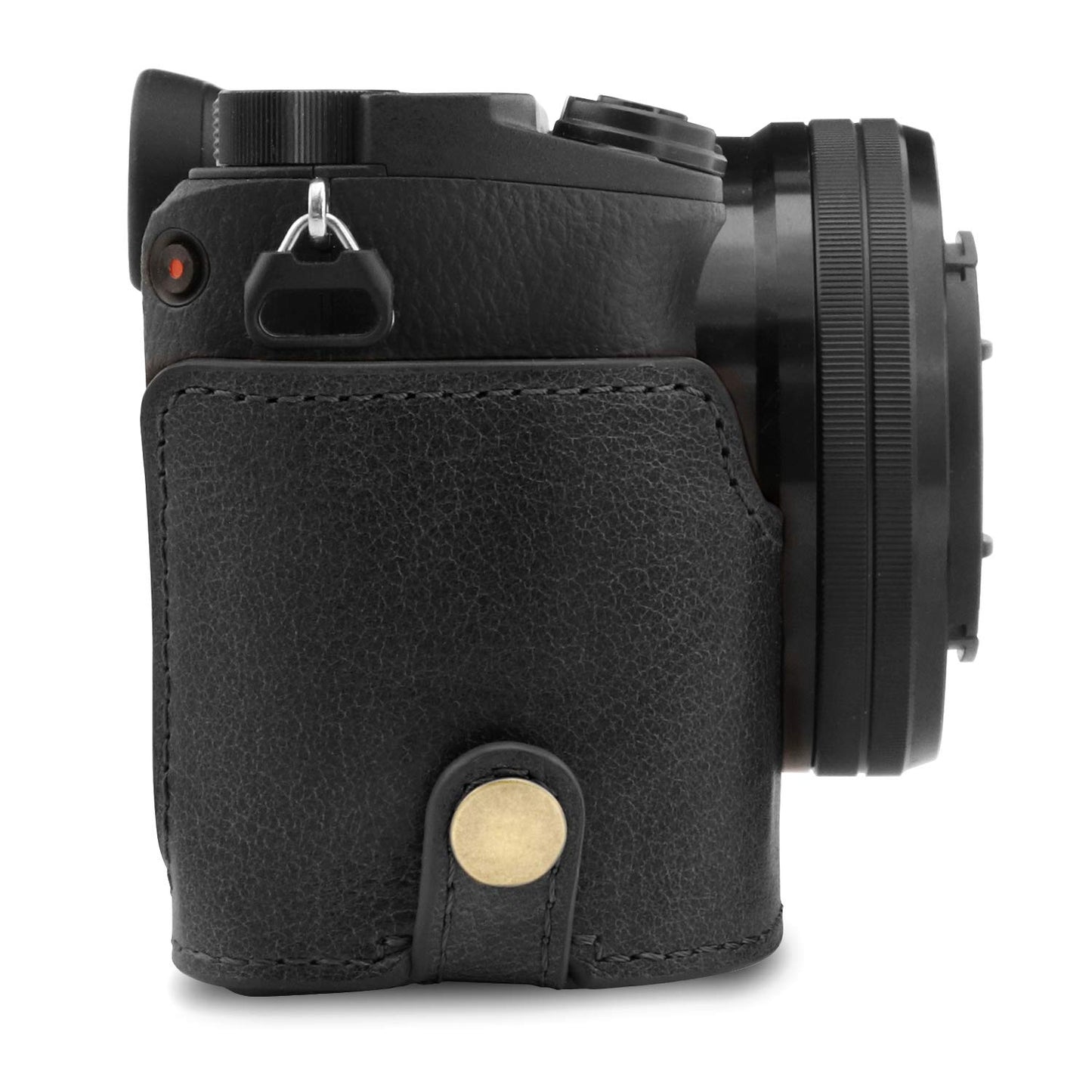 MegaGear MG1641 Ever Ready Genuine Leather Camera Half Case compatible with Sony Alpha A6100, A6400 - Black