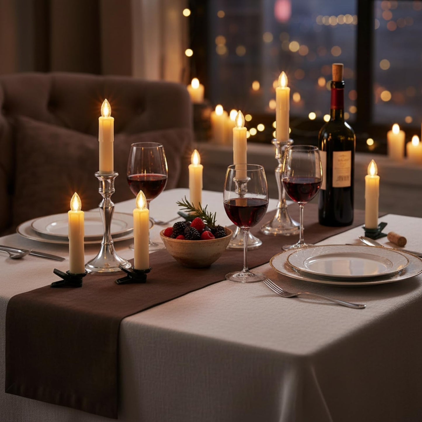 Flameless LED Taper Candles with Clips, 4” Battery Operated Window Candles with Remote Timer Mini LED Chandelier Candlesticks for Home Decor Wedding