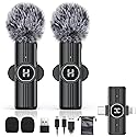 HEHOTTC Mini Wireless Lavalier Microphone for iPhone, iPad, Android Phone - Noise Reduction Lapel USB C Bluetooth Mic for Recording, Clip on Omni Lav