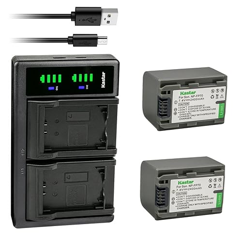 Kastar 2-Pack Battery NP-FP70/FP71 and LTD2 USB Charger Compatible with Sony DCR-HC21 DCR-HC22 DCR-HC23 DCR-HC24 DCR-HC26 DCR-HC28 DCR-HC30 DCR-HC32