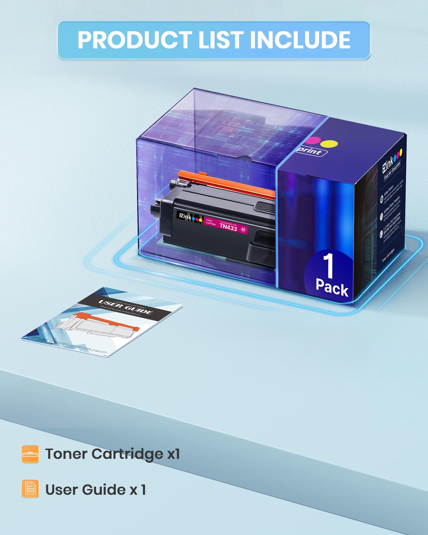 E-Z Ink TN433 Toner Cartridge Compatible for Brother TN-433 TN431,1 Magenta