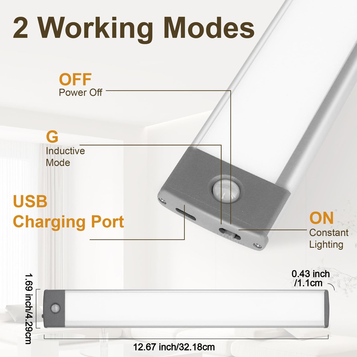 LEPOTEC 54 LED Under Cabinet Light, Pantry, Camper/Caravan, 2500mAh Rechargeable Wireless Motion Sensor Closet Light, Ultra Thin, Glare-Free Lighting