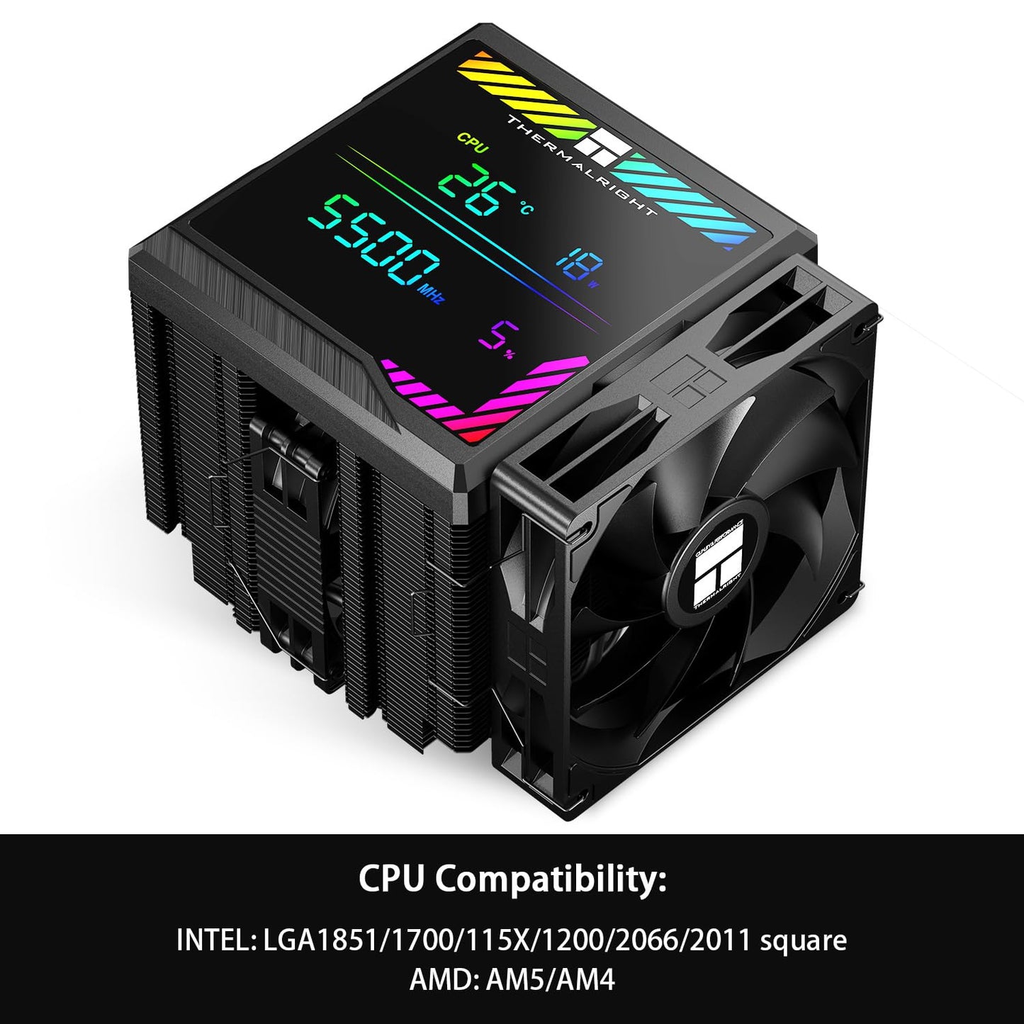 Thermalright Peerless Assassin 140 Digital Black CPU Cooler Air with 6 Heatpipes, Magnetic Display Board Top Cover,Heatsink CPU Cooler, for AM4/AM5