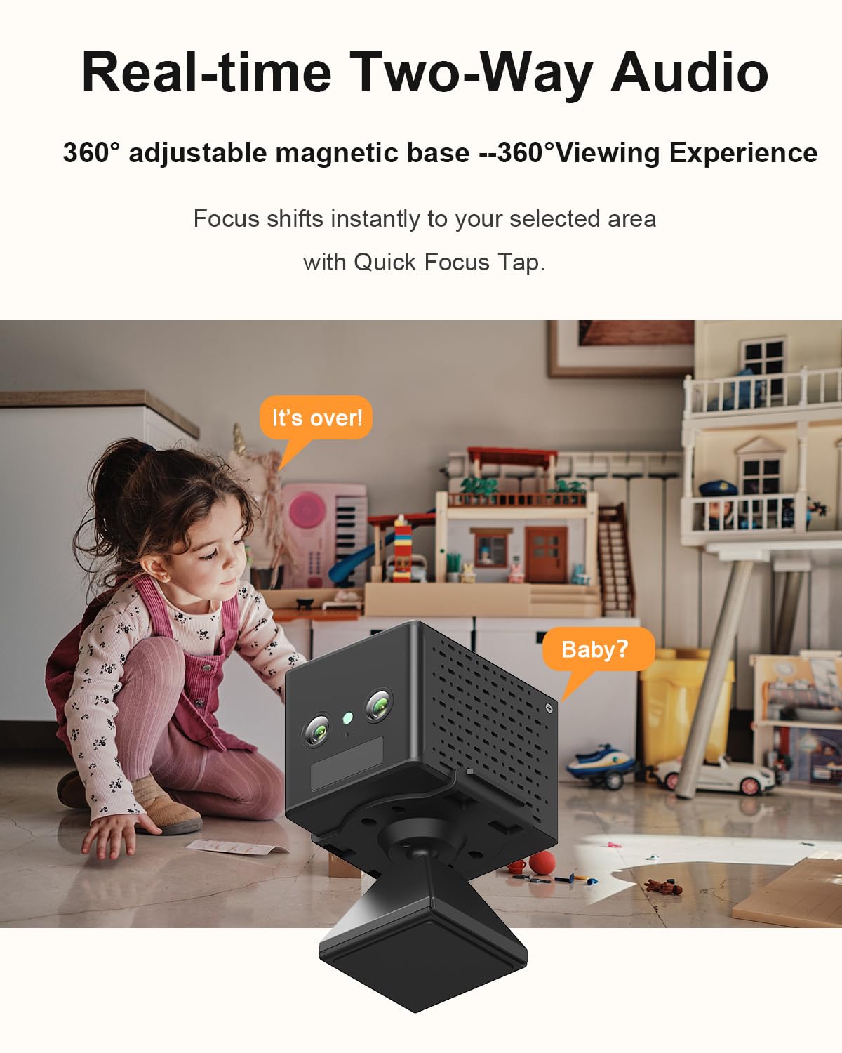 HIGSEEU 4K Wireless Security Camera, WiFi Indoor Camera, Cameras for Home Security, Baby Monitor, Nanny Cam with Night Vision, AI Motion Detection