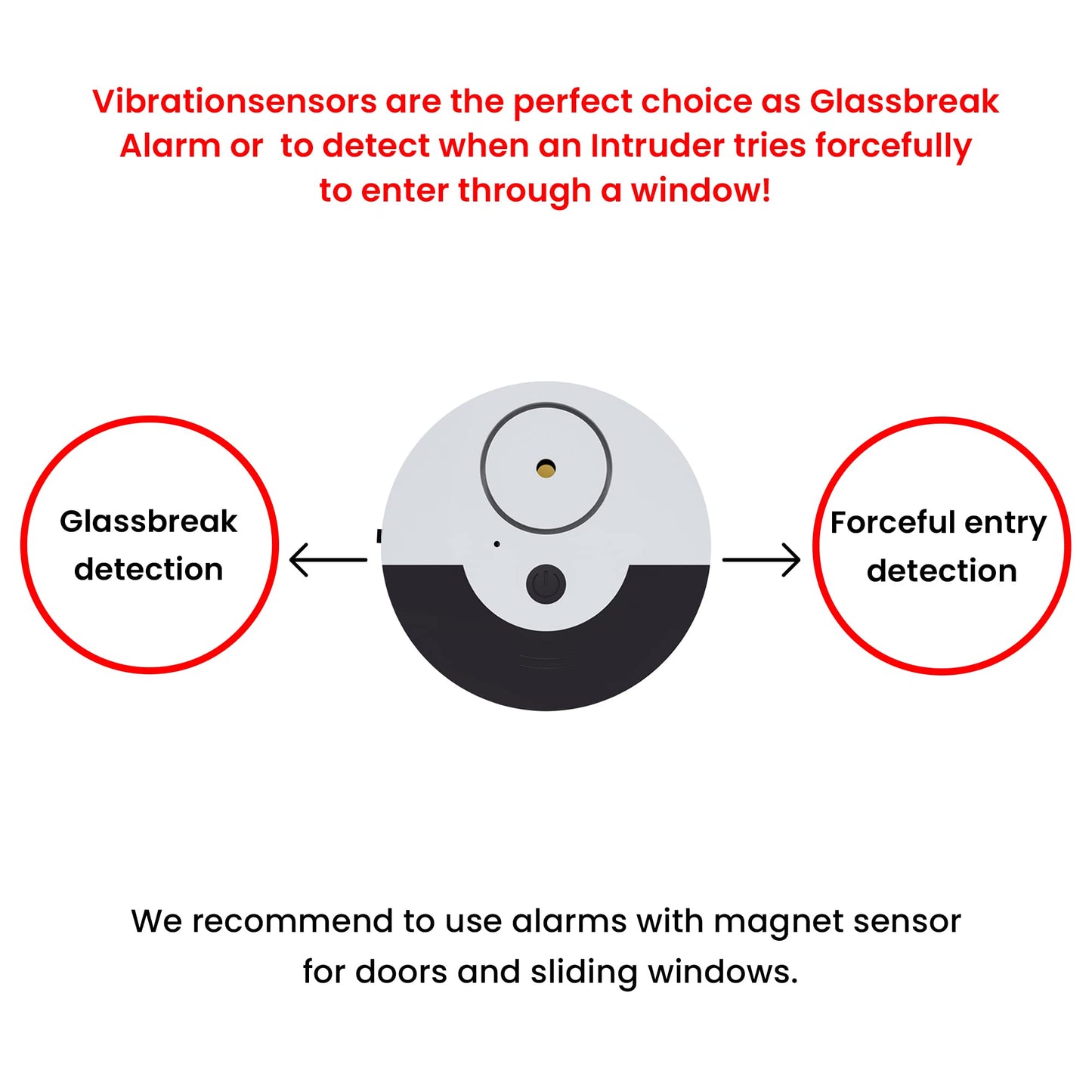 CATSONIC Premium Window Alarm Device Set - Extra Loud 130dB Alarm & Vibration Sensors - Universal Compatibility & Easy Installation - Great for Home